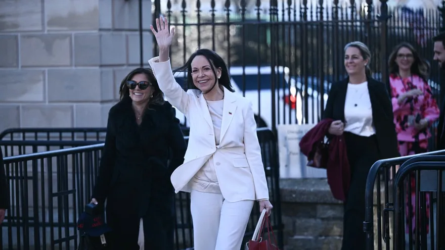 María Corina Machado a su salida de la Casa Blanca.