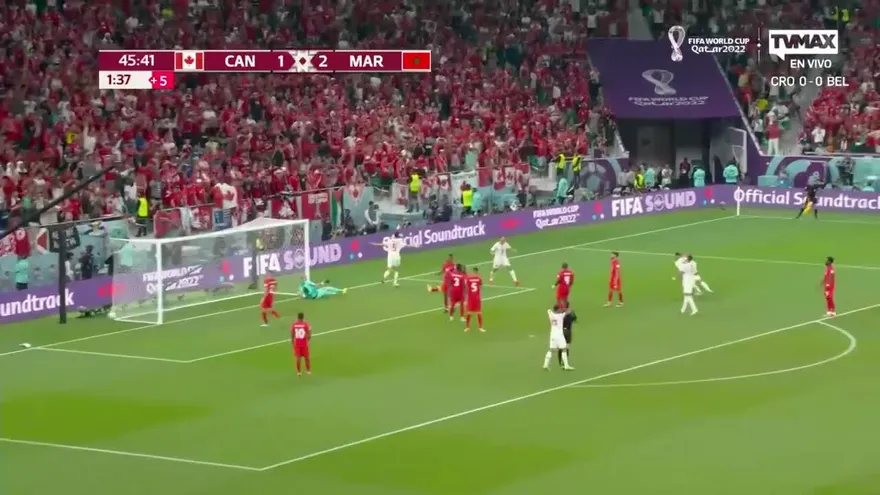 Canadá vs Marruecos. Gol anulado a Marruecos por fuera de lugar de Youssef En-Nesyri