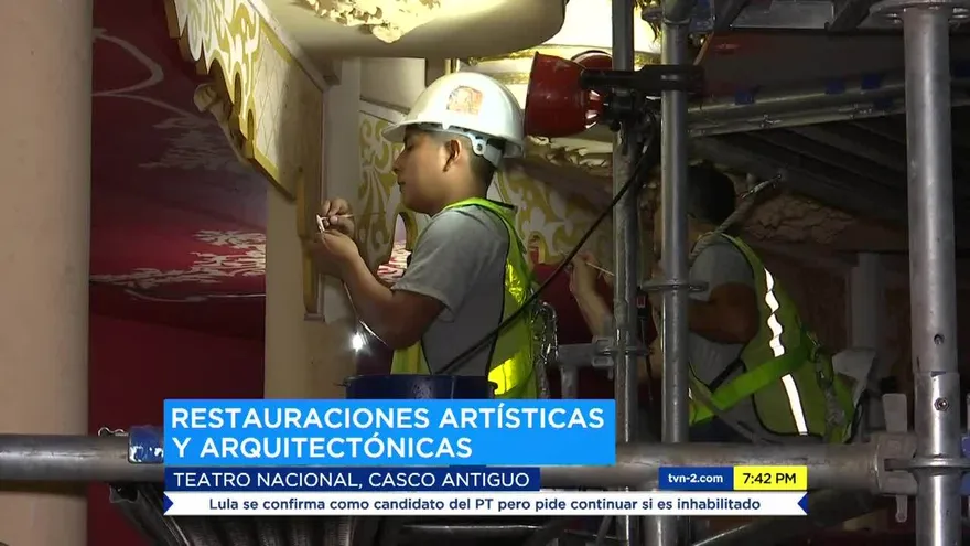 Avanzan los trabajos de restauración del Teatro Nacional