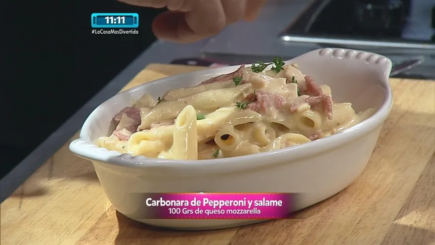 Carbonara de pepperoni y salami