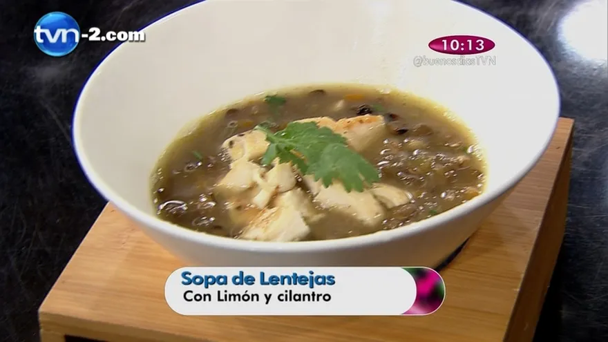 Receta -  Sopas de lentejas, Lión y Cilantro