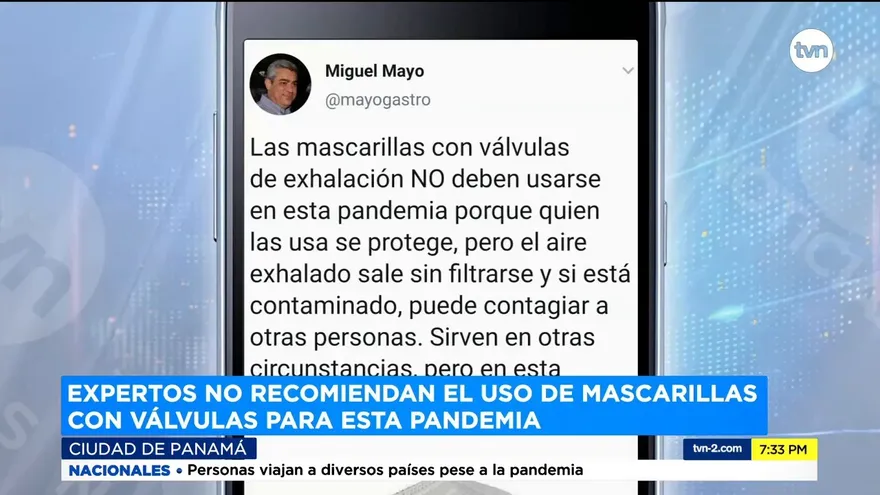 Mascarillas con válvula no son adecuadas para evitar el covid-19
