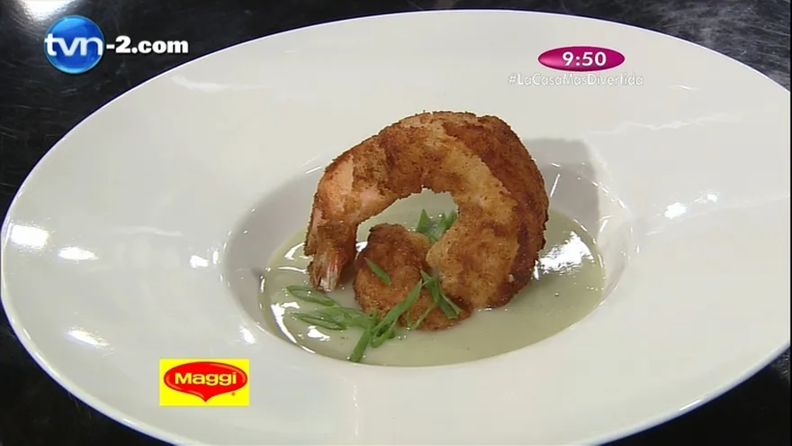 Receta - Crema de Brócoli con Langostinos Apanados