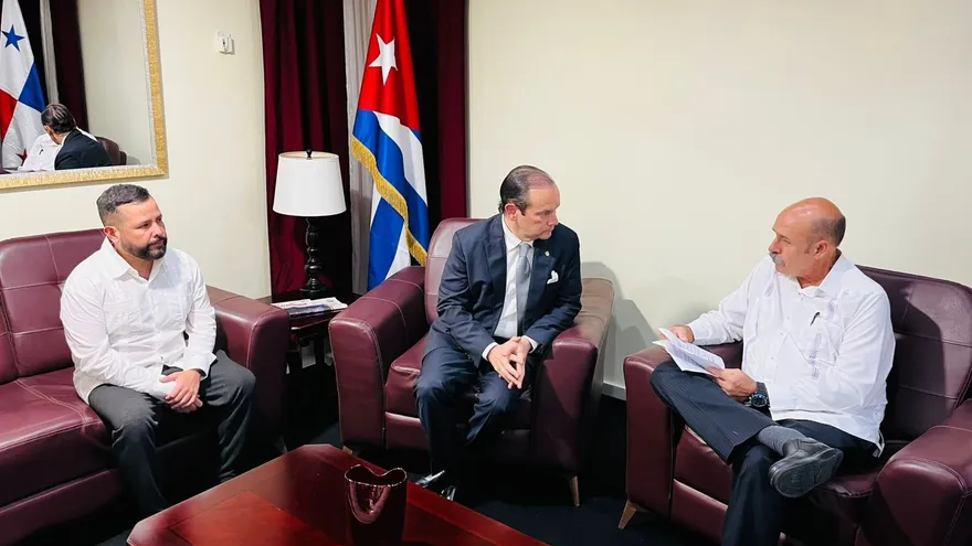 El canciller Javier Martinez-Acha Vásquez y su homólogo cubano, Bruno Rodríguez Parrilla.