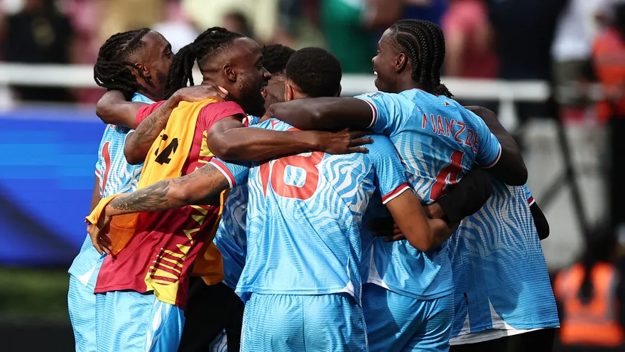 Jugadores de la Selección de República Democrática del Congo reunidos