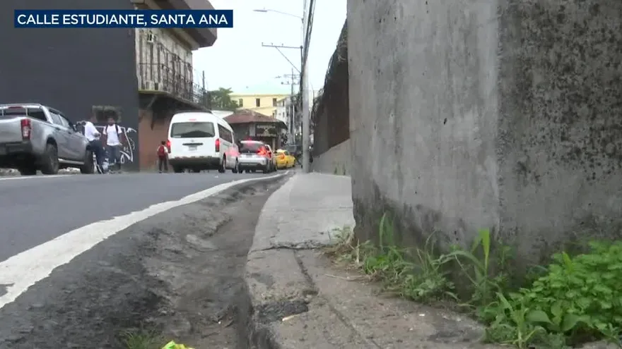 Postes y basuras bloquean acera en patio Rochet