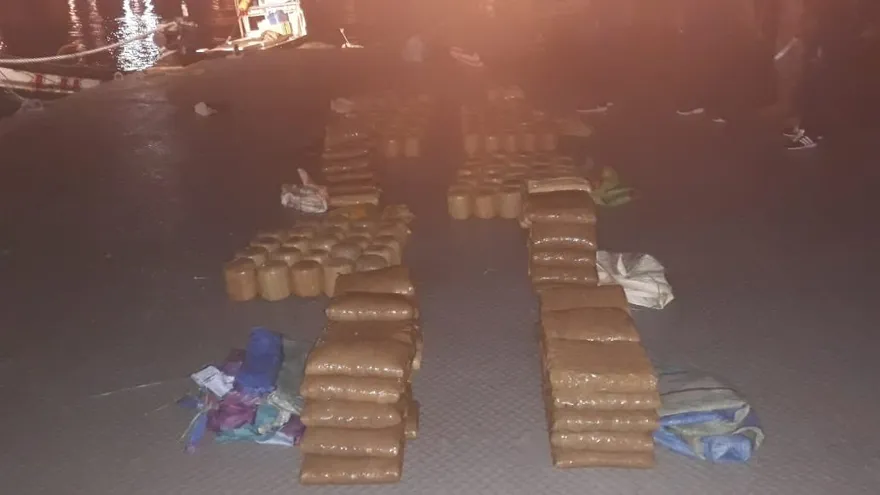 Droga decomisada en un operativo con el Senan en Isla Chepillo.