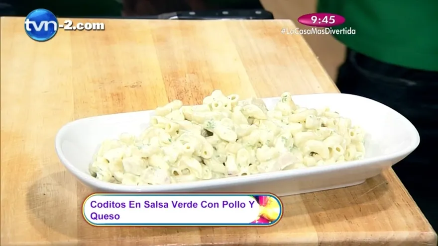 Receta -  Coditos en salsa verde con pollo