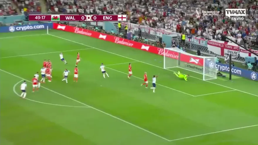 Gales vs Inglaterra. Primer gol de Inglaterra, anotado por Marcus Rashford