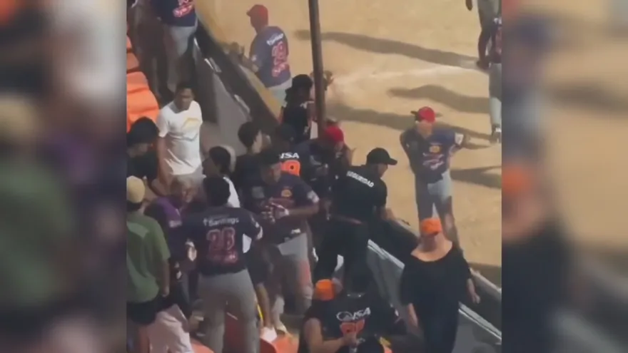 Pelea en el partido entre Veraguas y Los Santos.