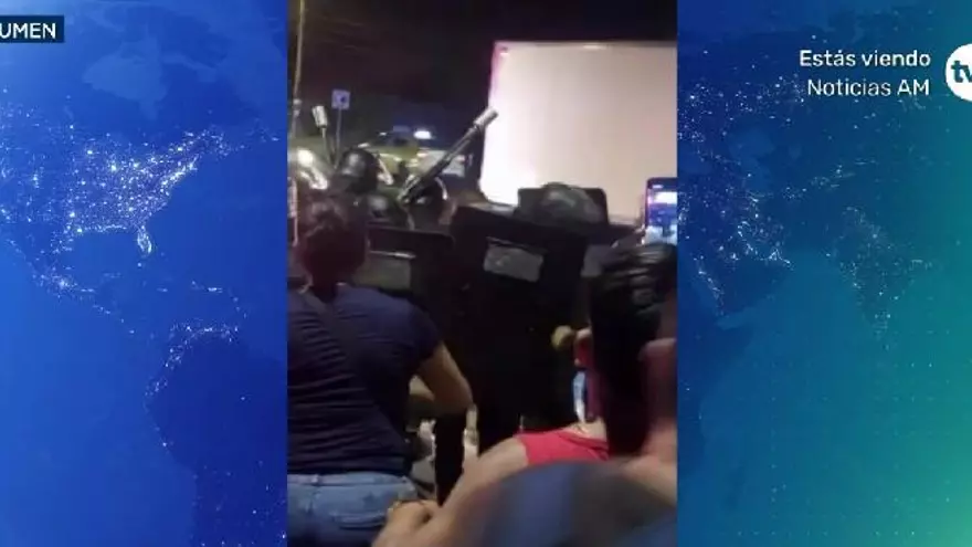 Policía Nacional en protesta en Tocumen.