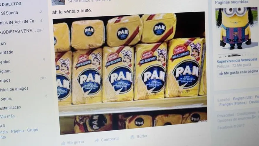 Captura del 17 de marzo de 2017, de una publicación de un grupo de la red social Facebook, dedicado al intercambio y venta de bienes entre usuarios, en Caracas (Venezuela).