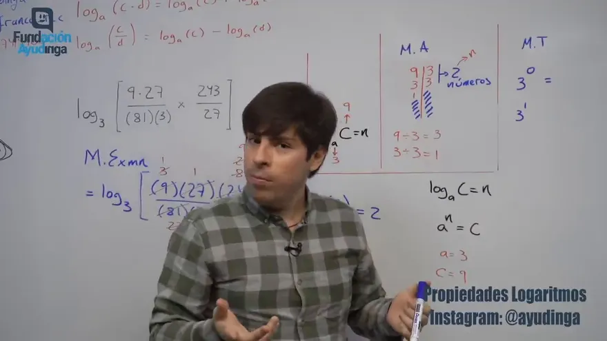 Ayudinga Matemáticas 7° - Propiedades de los Logaritmos Parte V 12 de mayo de 2020