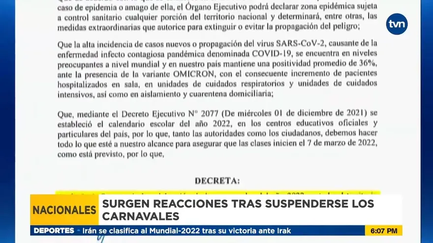 Reacciones en Capira por suspensión del carnaval