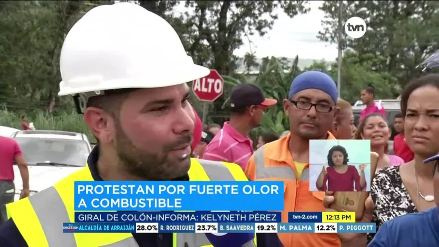 Protestan en Colón por fuerte olor a combustible