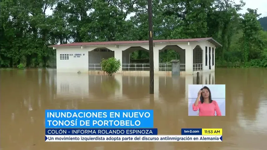 Río se desborda e inunda la vía hacia Nuevo Tonosí en Portobelo