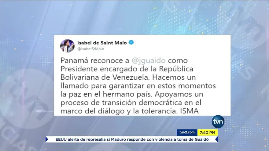 Panamá reconoce a Juan Guaidó como presidente encargado de Venezuela