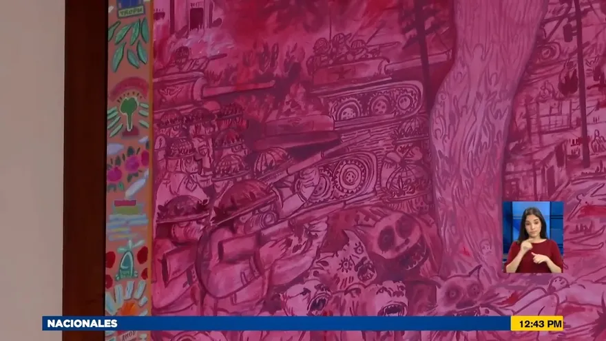 Develan mural en honor a víctimas de la invasión