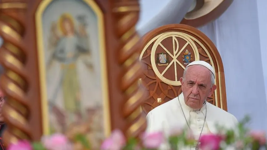 El papa Francisco durante una celebración Mariana en la Plaza de Armas de Trujillo (Perú), el sábado 20 de enero de 2018.