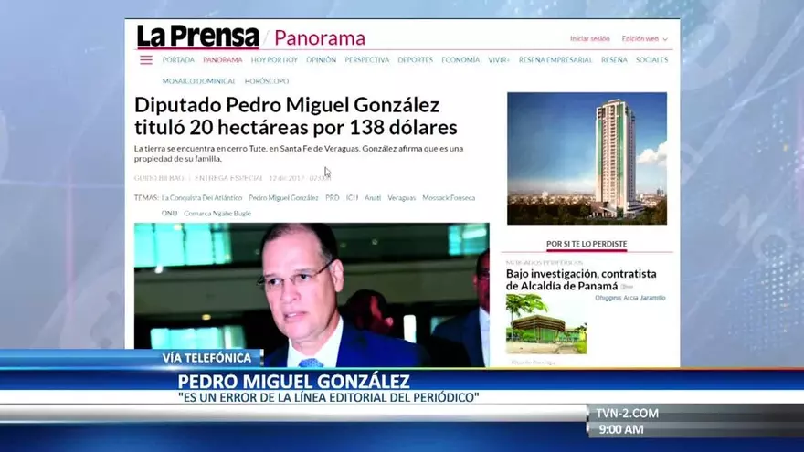 Diputado Pedro Miguel González se defiende por tema de tierras en Veraguas