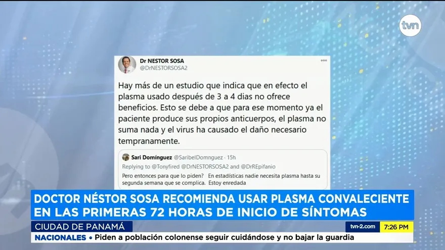 Expertos piden administración temprana de plasma convaleciente
