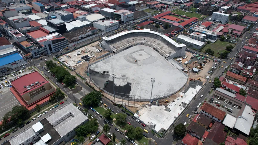 Vista aérea del estadio Roberto Mariano Bula en reconstrucción