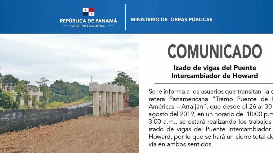 Anuncian cierre de tramo Puente de las Américas-Arraiján (NO PUBLICAR - SABADO)
