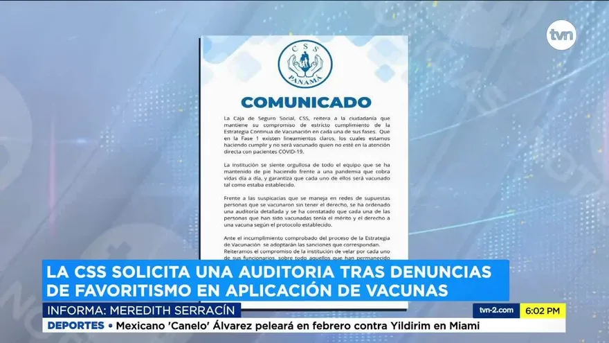 CSS solicita auditoría y asegura que los vacunadas tenía ‘mérito y derecho’
