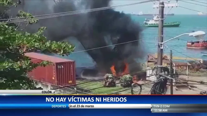 Se registra incendio de grúa en Colón