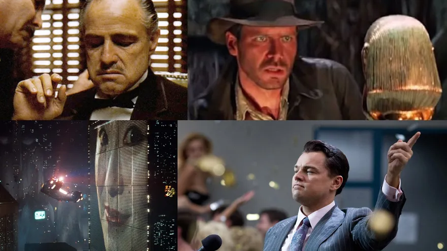 The Godfather (1972), Indiana Jones: Raiders of the Lost Ark (1981), Blade Runner (1982) y The Wolf of Wall Street (2013), resaltan en las listas.