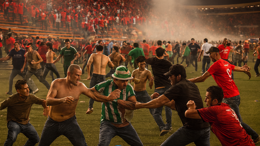 Imagen ilustrativa pelea de aficionados en estadio