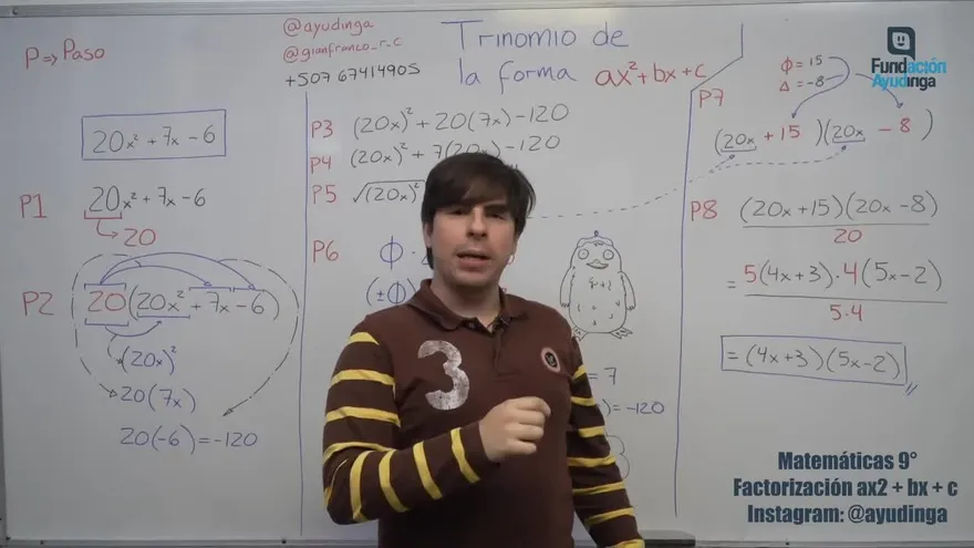 Ayudinga Matemáticas 9° - Trinomio de la ax^2+bx+c Parte II  26 de marzo de 2020