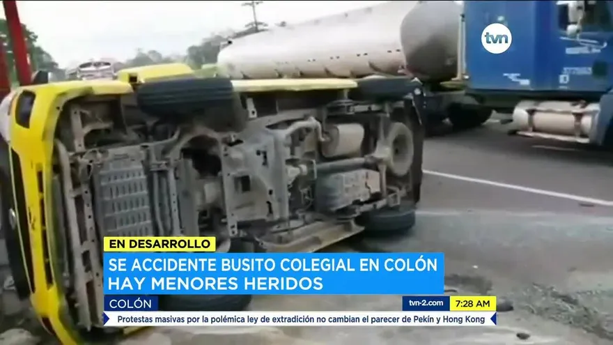 Accidente de bus colegial en Colón