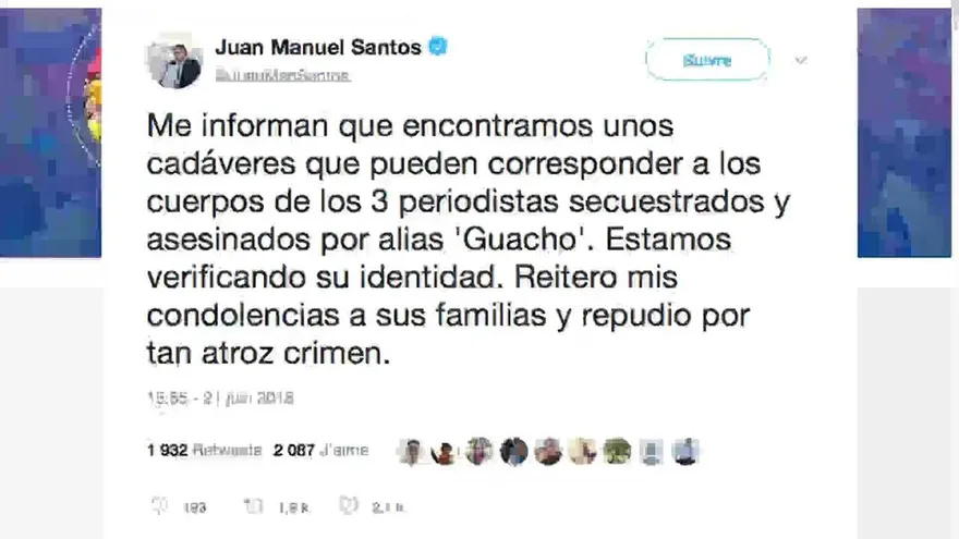 Hallan cuerpos posiblemente de equipo de prensa ecuatoriano