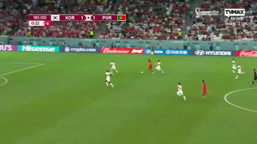 Corea del Sur vs Portugal. Gol de Corea del Sur, anotado por Hwang Hee-chan