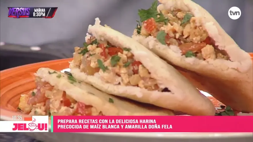 Receta: Arepa rellena con huevo perico (Final)