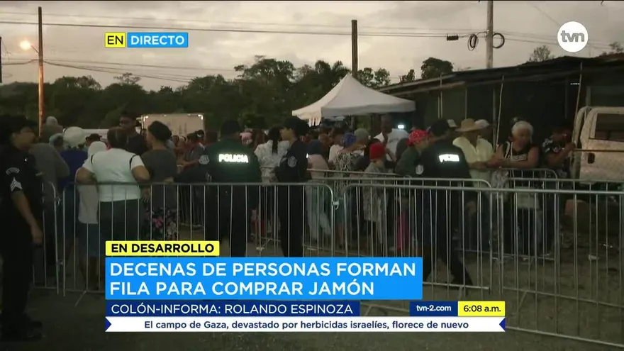 Cientos acuden a comprar jamón del IMA en Colón