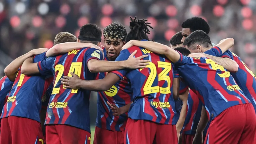 Jugadores del Barcelona reunidos