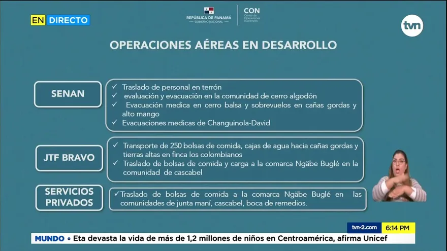 Ministro de Seguridad explica operaciones áreas en áreas afectadas