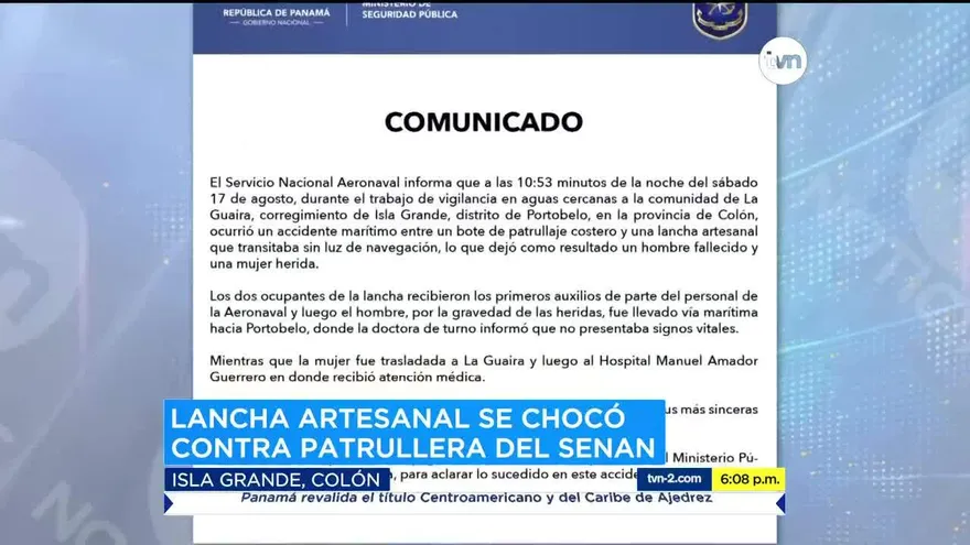 Un muerto en colisión de lanchas en Isla Grande