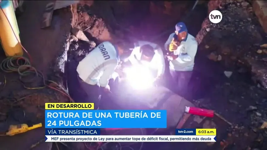 Empresa perfora tubería en Vía Transísmica