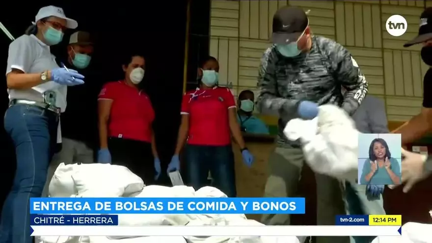 Reinician entrega de bolsas de comida y bonos en Herrera