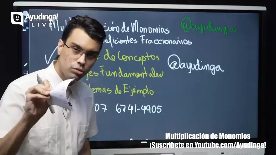 Ayudinga Matemáticas 8° - Multiplicación de Monomios con Coeficientes Fraccionarios - Parte I 1 de julio de 2020