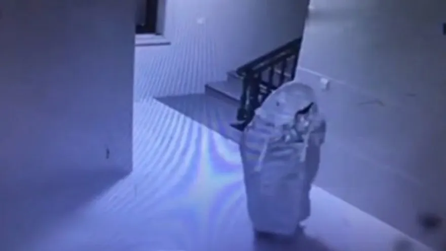 Ladrón en China intenta engañar a cámara de seguridad disfrazándose de fantasma.
