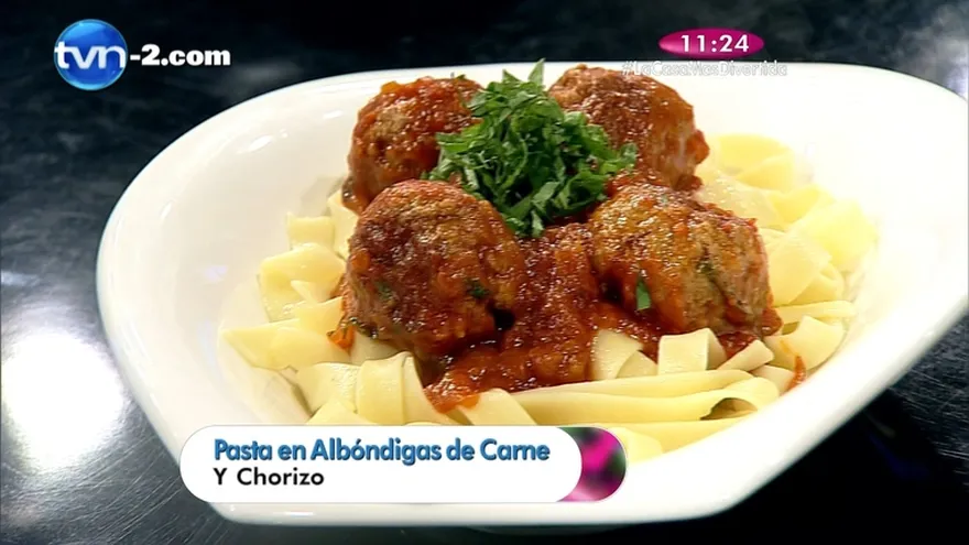 Receta - Pastas en Albóndigas de carne y Chorizo
