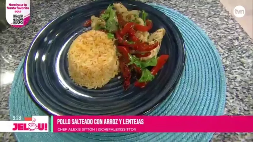 Receta: pollo salteado con arroz y lentejas