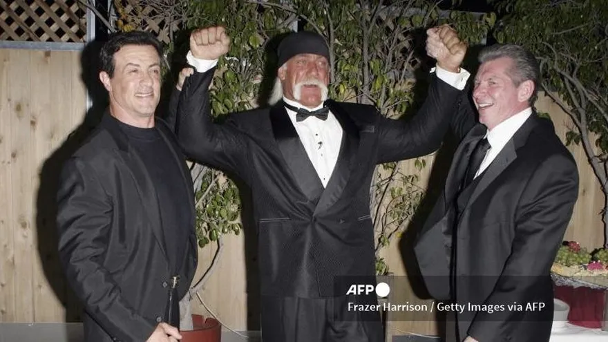 Hulk Hogan y Sylvester Stanllone (Premiere Rocky III)