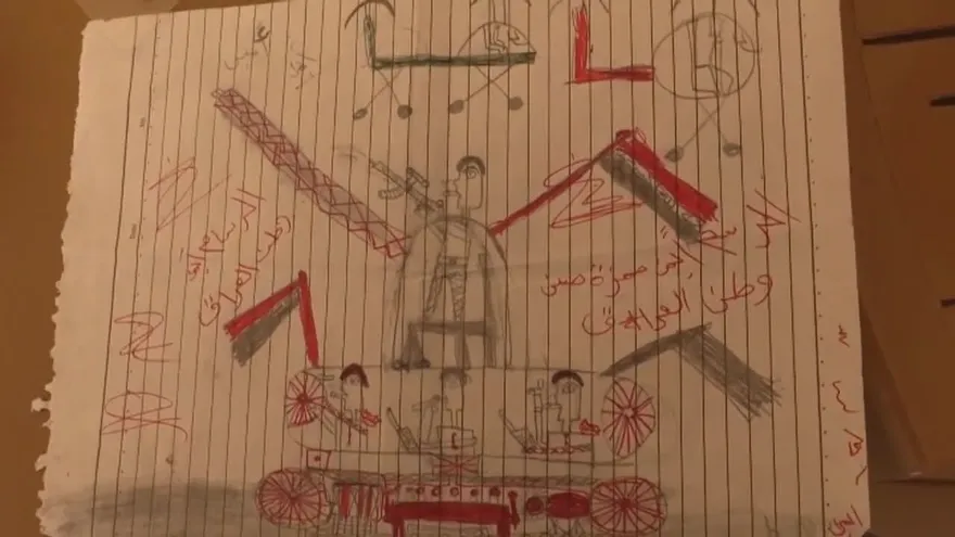 Los dibujos que muestran los traumas de los niños desplazados de Mosul