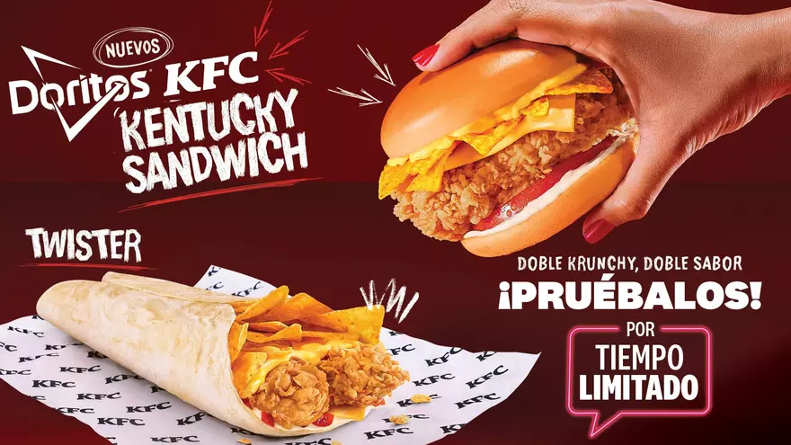 El Doritos® Kentucky Sándwich y el Doritos® Twister estarán disponibles en combo o Big Box
