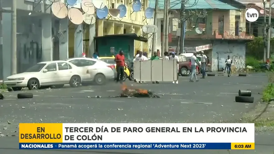 Tercer día de paro general en Colón